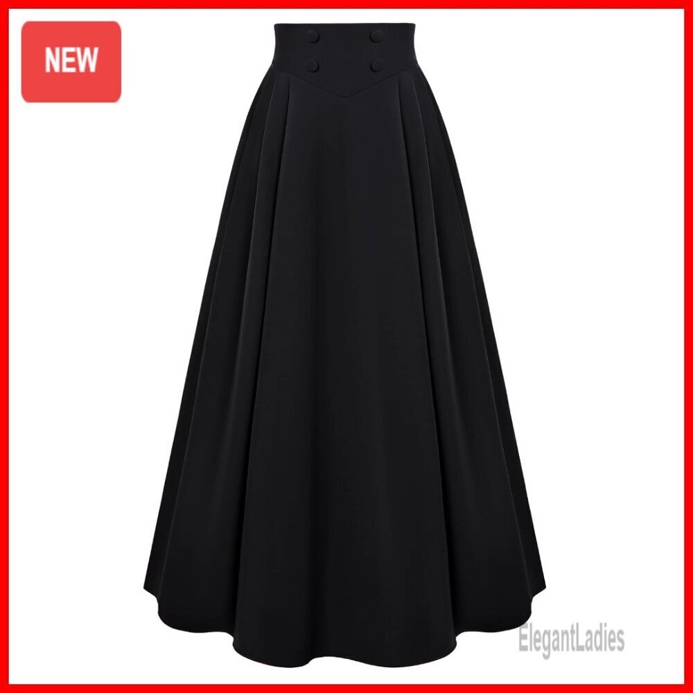 Victorian Renaissance Maxi Skirt with Pockets, High Waisted A-Line